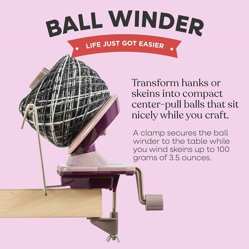 KnitPicks Yarn Ball Winder for Knitting and Crocheting (Purple) - Image 2